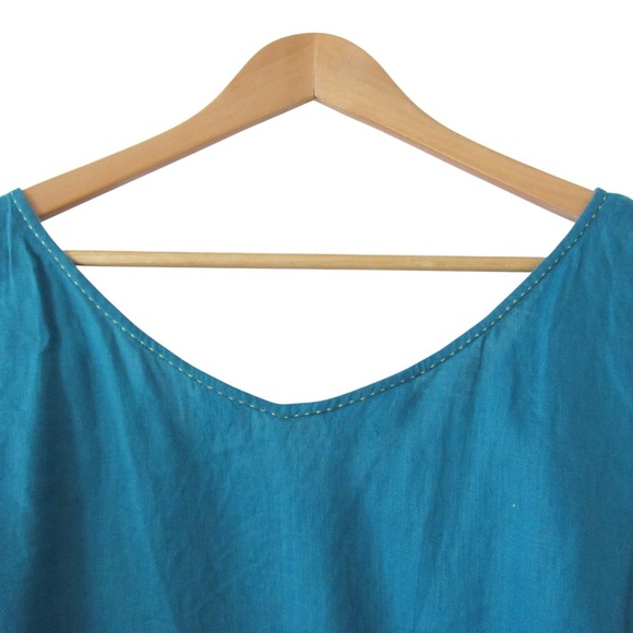 Dana Bachman Turquoise Blue Linen Tank Top 20 Lagenlook Breathable Vintage - Picture 7 of 9